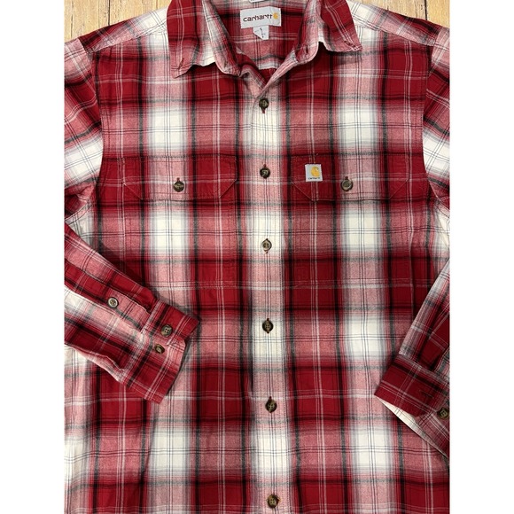 Carhartt Men's Red Plaid Relaxed Fit Flannel sz Small EUC - Picture 4 of 11
